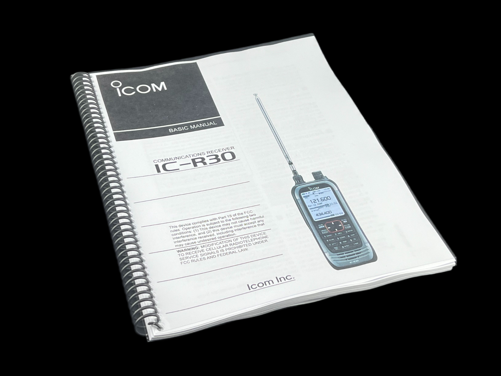 Icom IC-R30 Manual: 68 Pages, Coil Bound, Color,  Free Shipping