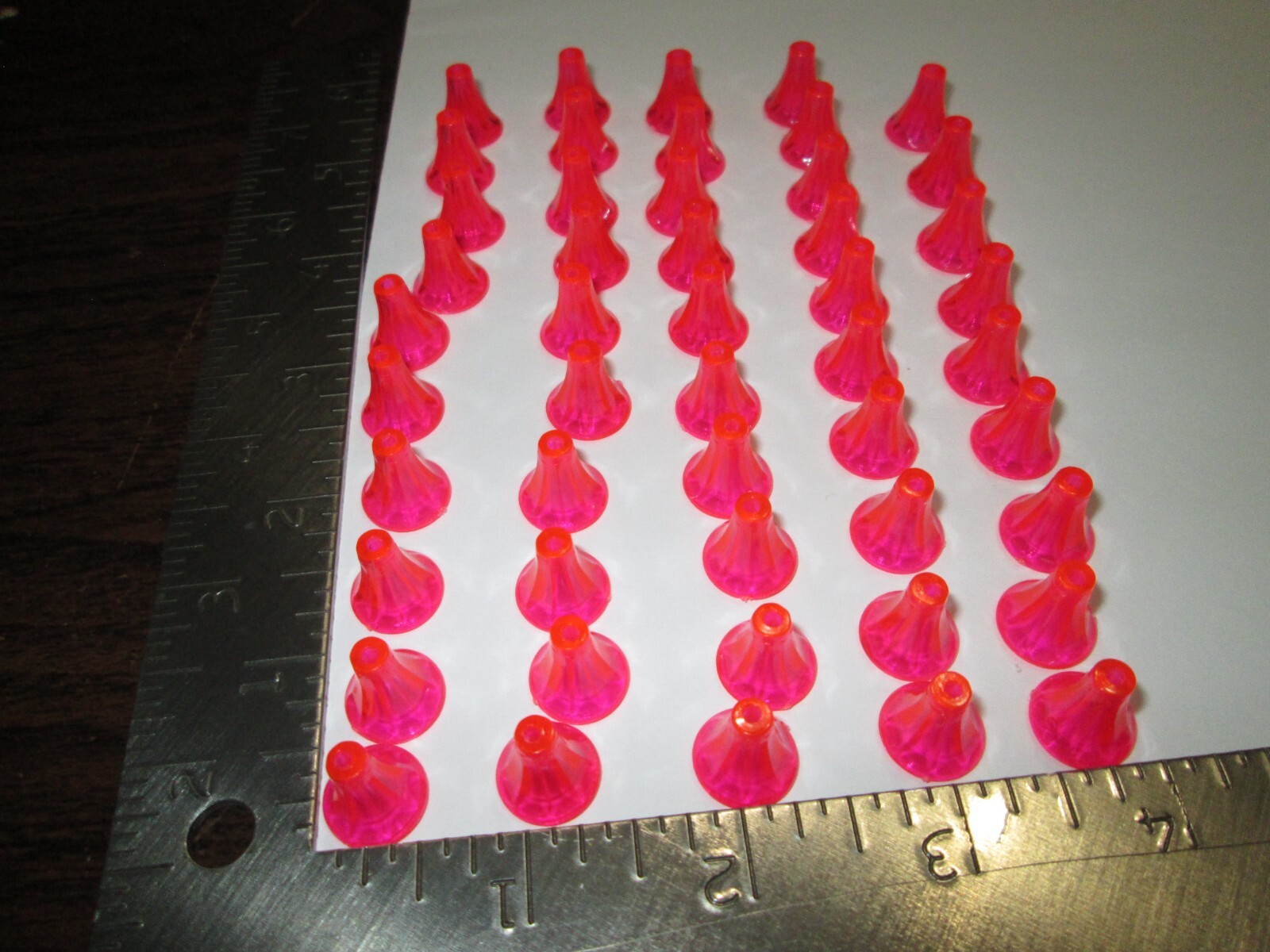 LOT OF 49 - RED PLASTIC SPACER - 0.500 OD. BY 0.530 TALL BY 0.080 HOLE