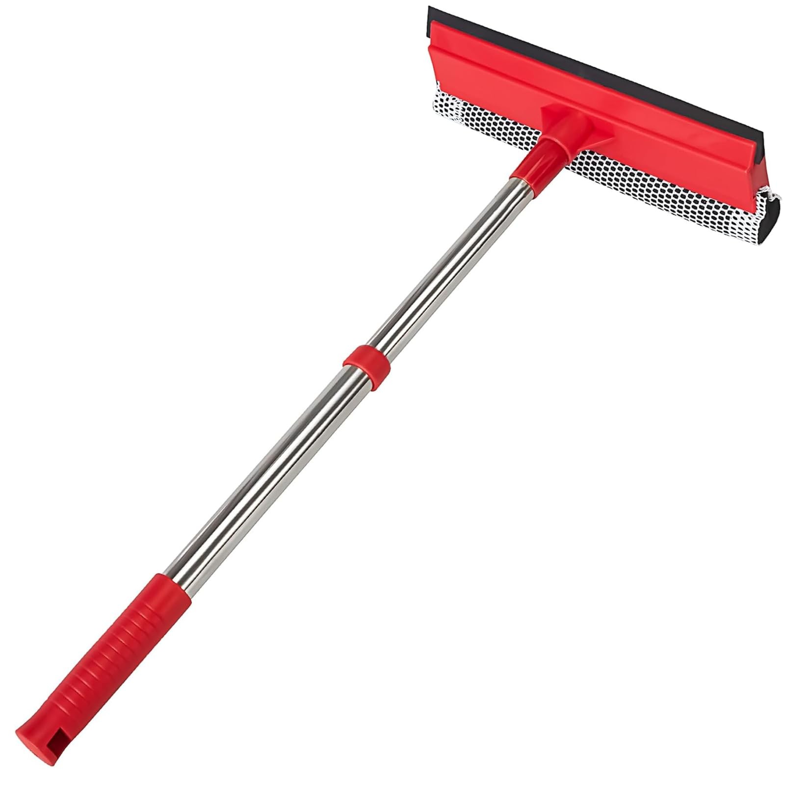 Window Squeegee with 15.7"-27.5" Retractable Stainless Steel 15.7"-27.5", Red