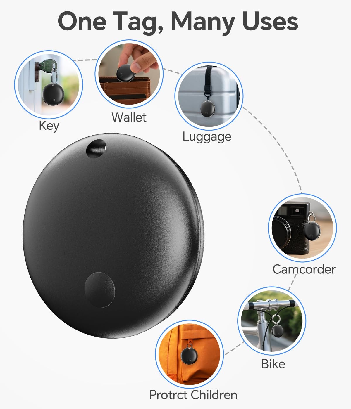 Air Tracker Tag IP67 Waterproof Bluetooth Tracker, Keychain Finder, Item Loca...