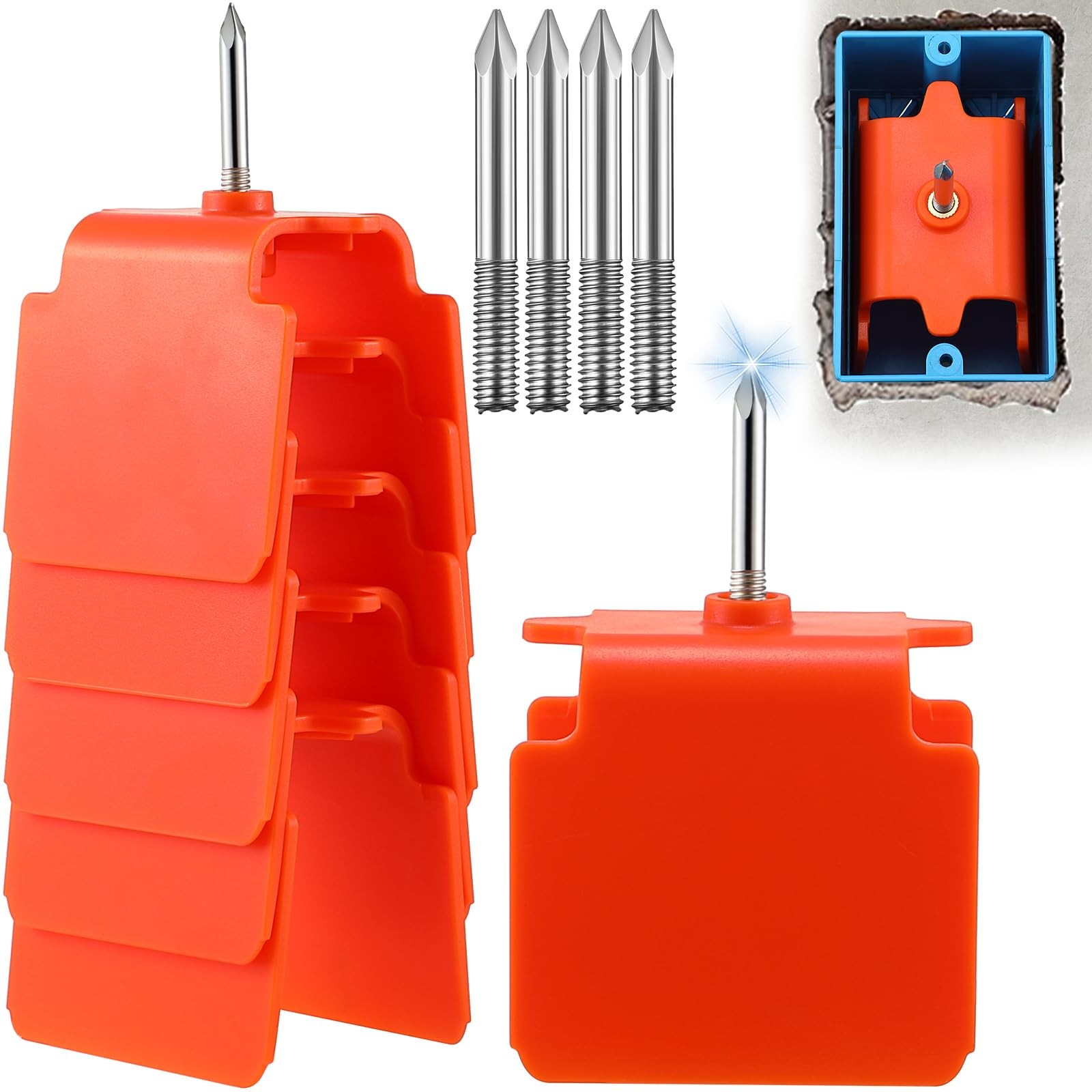 Dreyoo 6 Pack Outlet Marker for Drywall, Blind Mark Dry Wall Orange