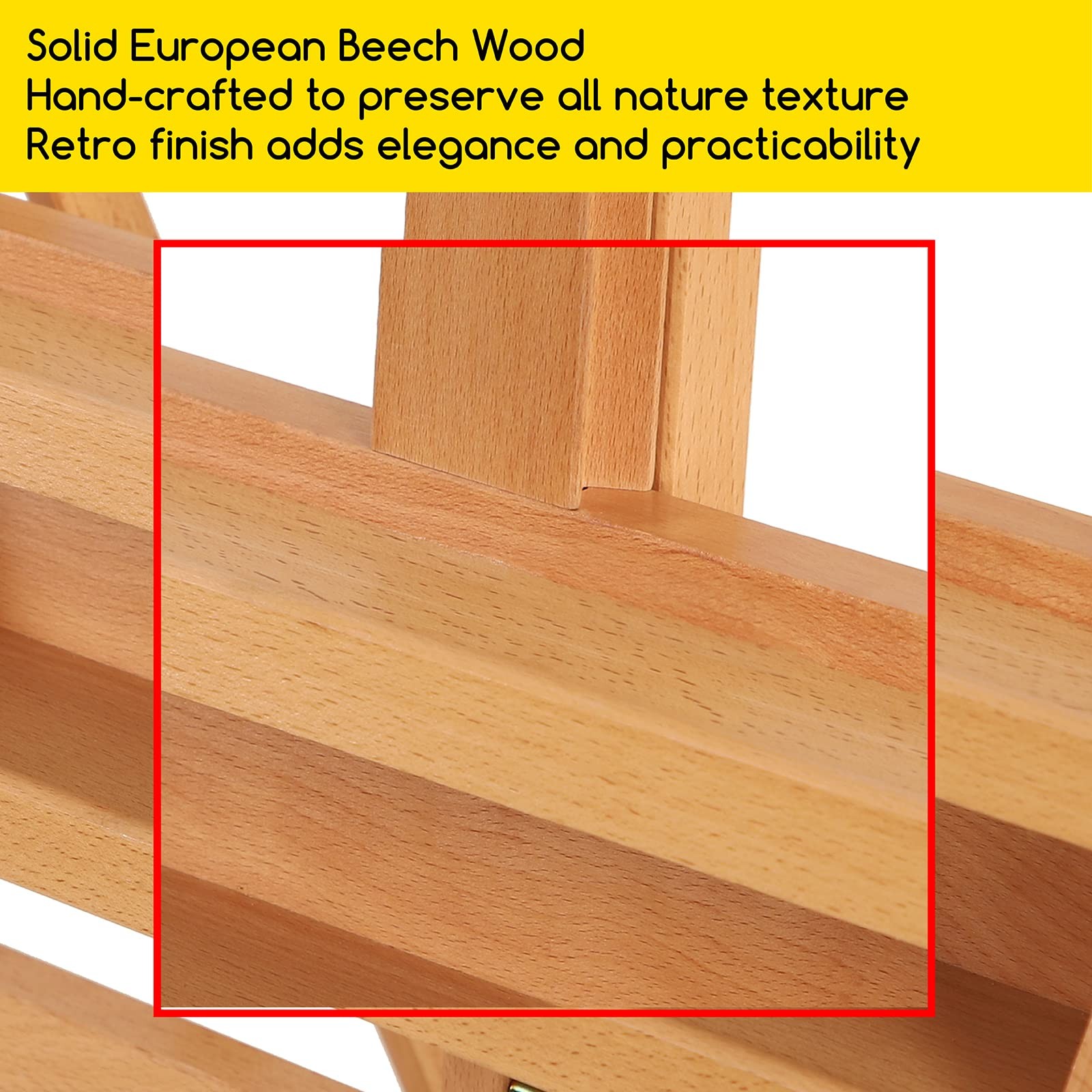 Basic Easel Solid Beech Wood Artist Painting up MEEDEN Studio H-Frame Storage