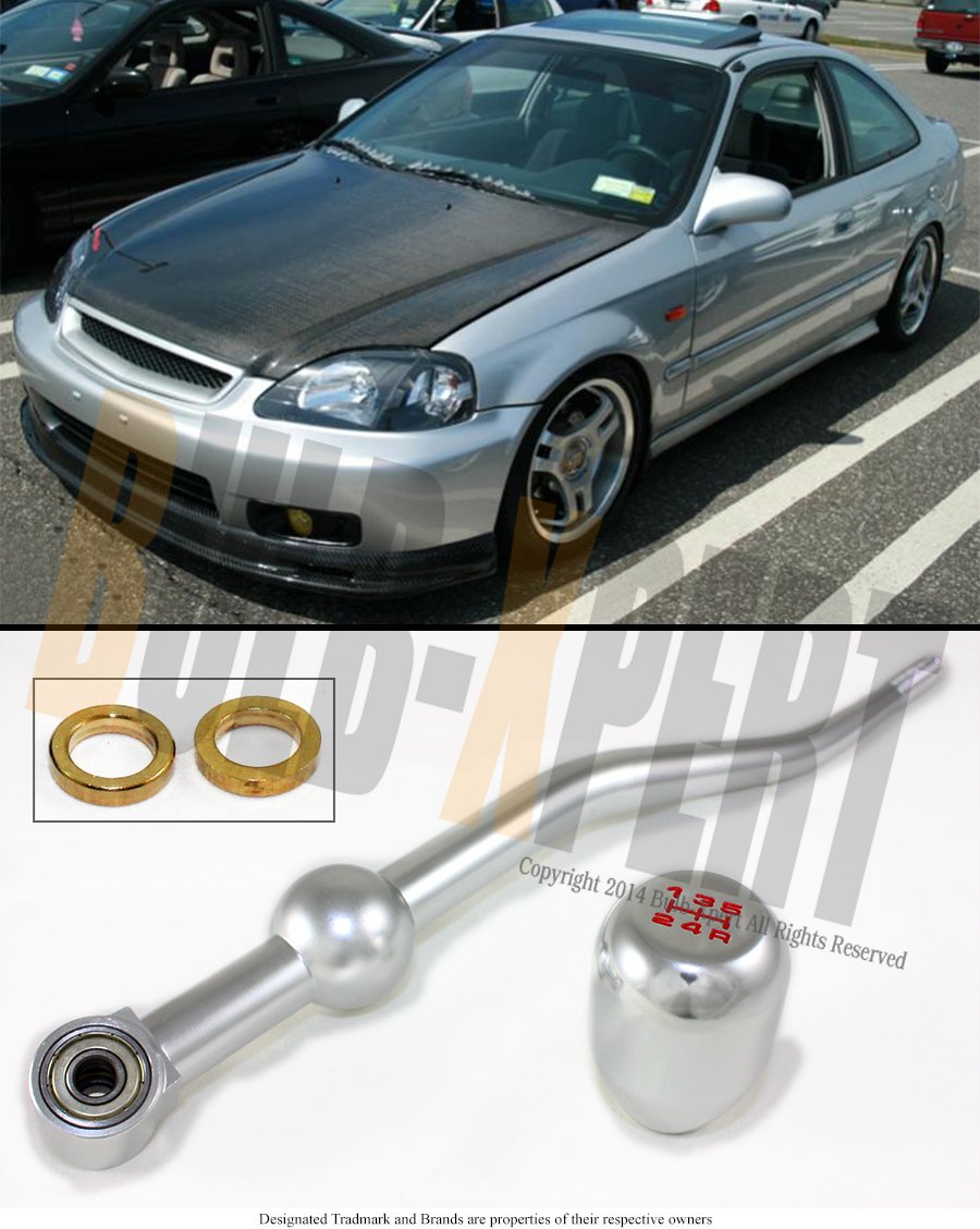 FOR 1988-2000 HONDA CIVIC CHROME DUAL BEND SHORT THROW SHIFTER+ SHIFT KNOB