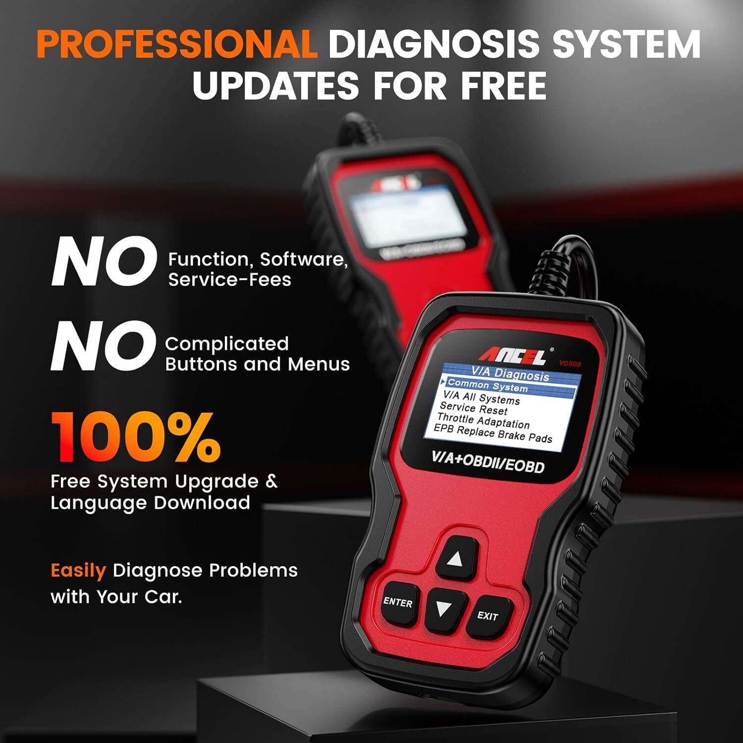 ANCEL VD500-US OBD2 Scanner Code Reader ABS SRS EPB Oil Diagnostic Tool For VAG