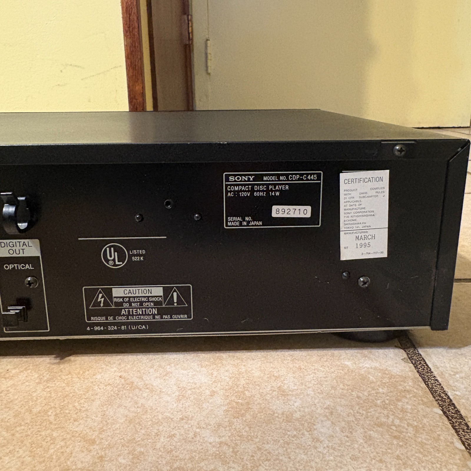 SONY CDP-C445 CD Player 5-Disc Changer