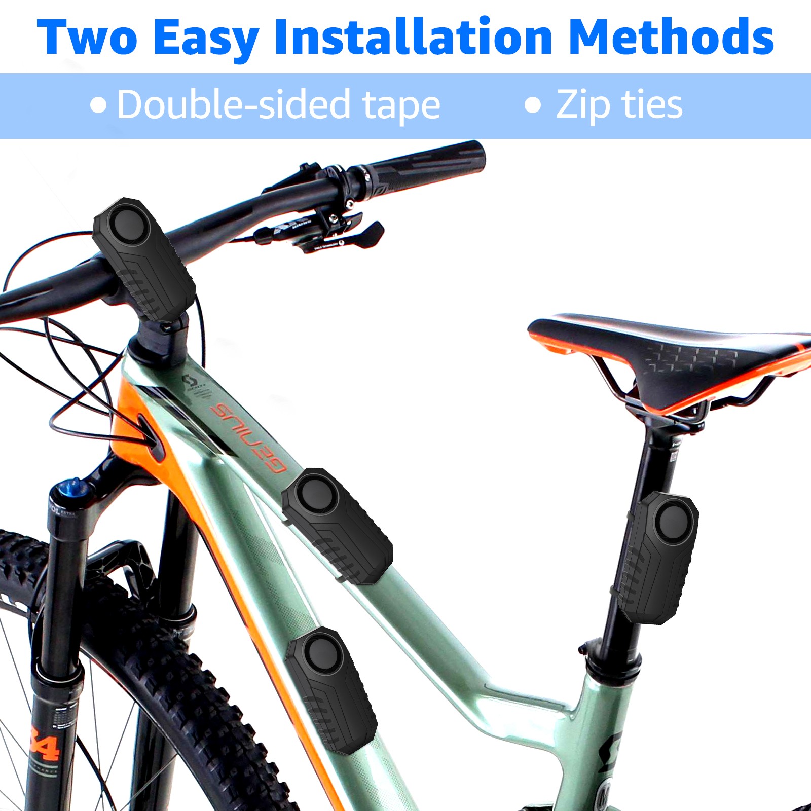 1× Security Alarm for Bikes/Ebikes 7-Level Sensitivity Waterproof Easy Install
