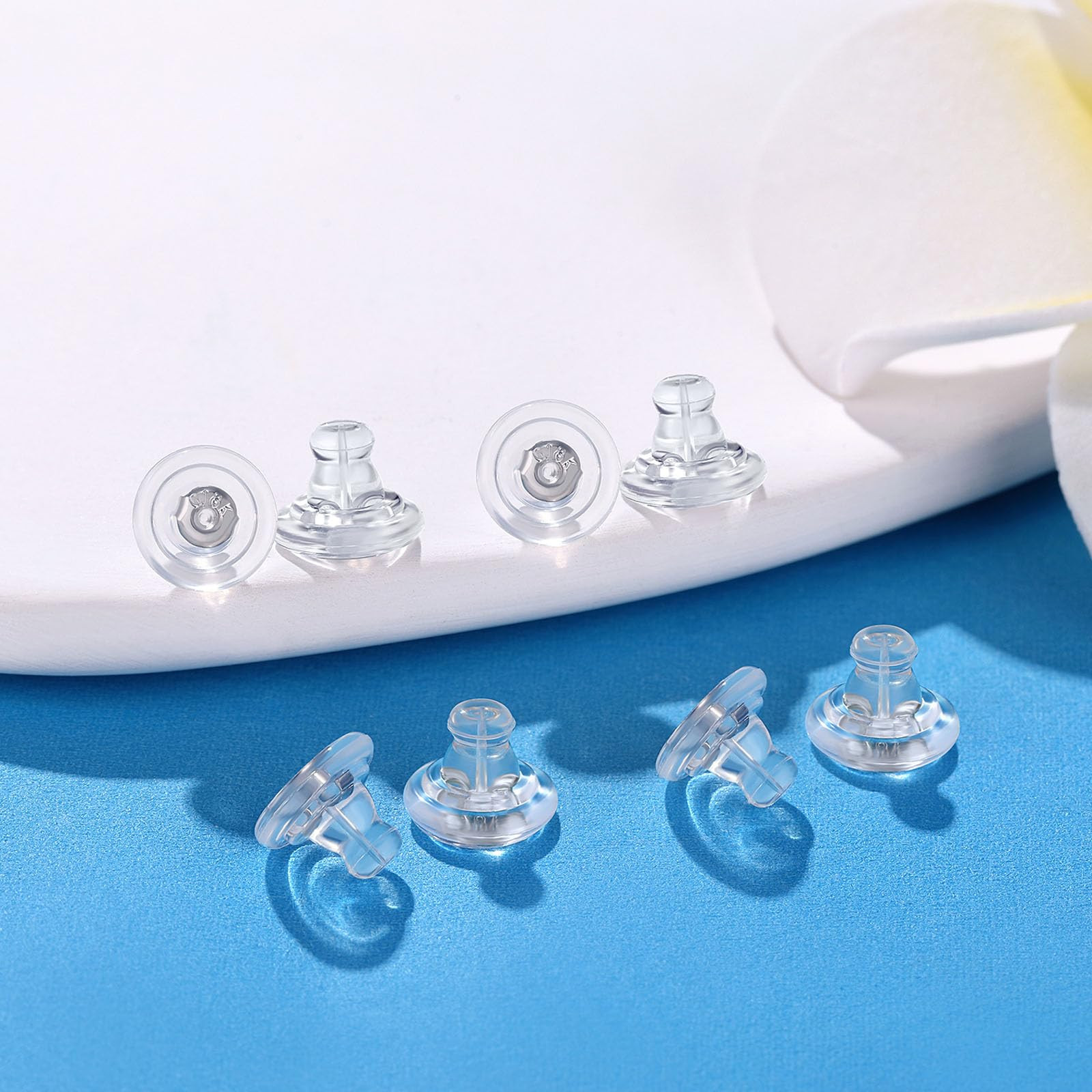 Earring Backs 14K White Gold Locking Secure Earring Backs for Studs, Secure H...