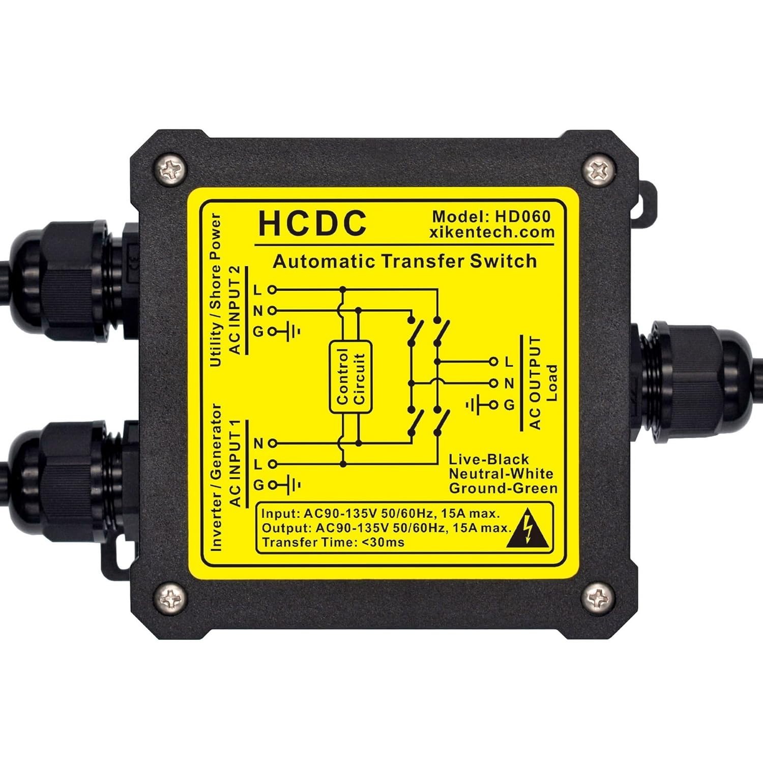 Wall Mount Transfer Switch 15Amp for AC Source Switching with Quick Response