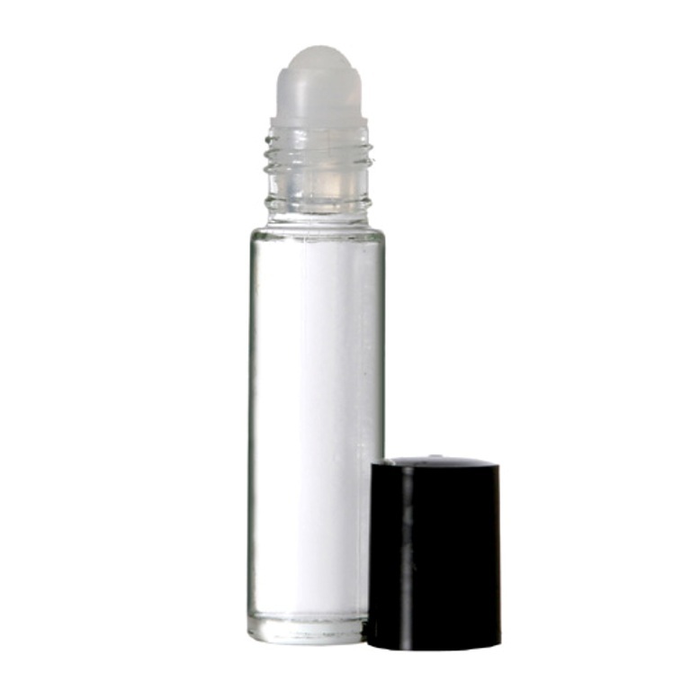 72 Bottles PLAIN 1/3 oz 10ml Clear Glass Roll on W/BLACK Cap & Roller