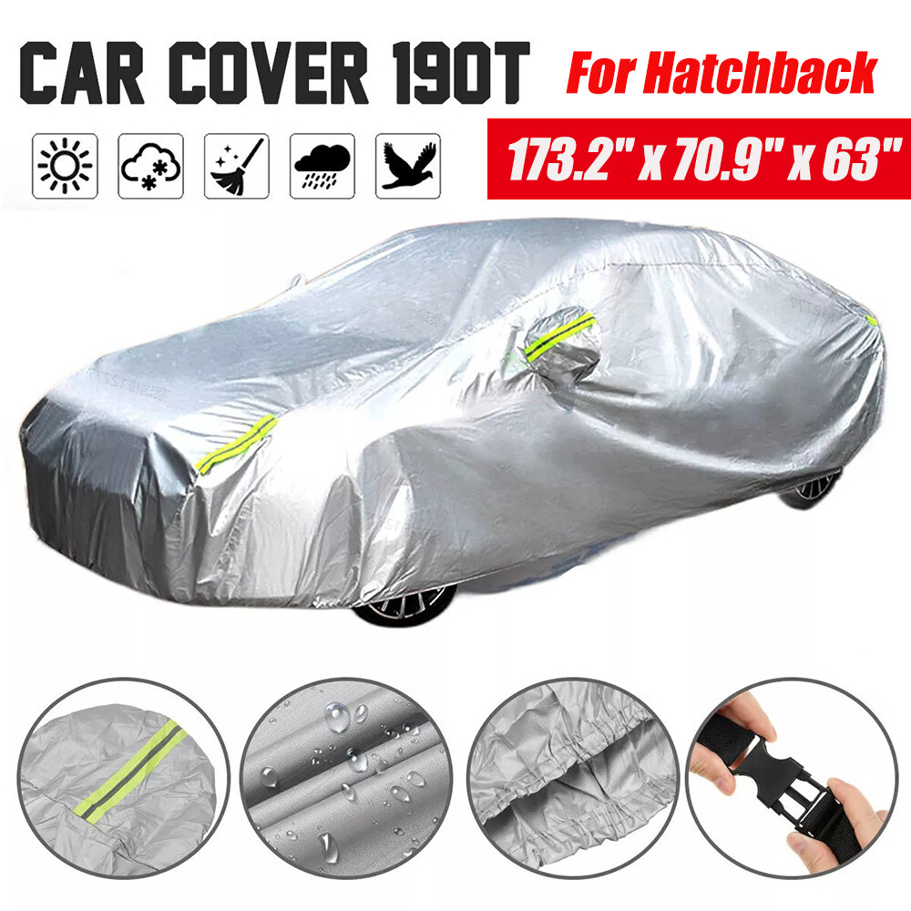 173x71x 63" Car Cover Silver UV Snow Dust Rain Resistant Protector For Hatchback