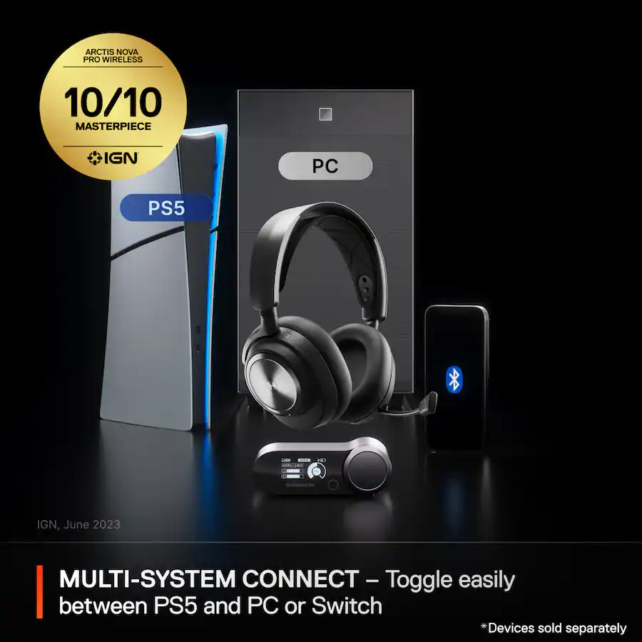 SteelSeries - Arctis Nova Pro Wireless Multi Gaming Headset for PC, PS5, PS4, Sw