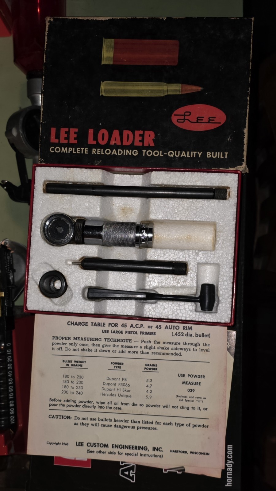 Lee Loader .45 ACP/.45 Auto Rim Complete Reloading Tool-Vintage,Used