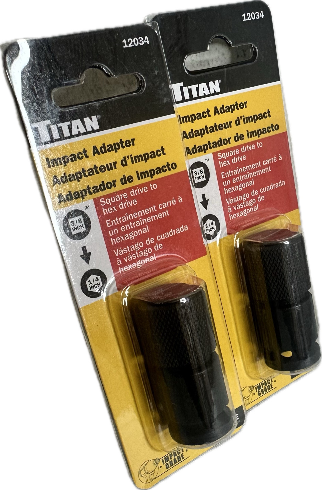 2 PK Titan 3/8 Drive to 1/4 Hex Drive Quick Change Adapter Titan 12034 (Sealed)