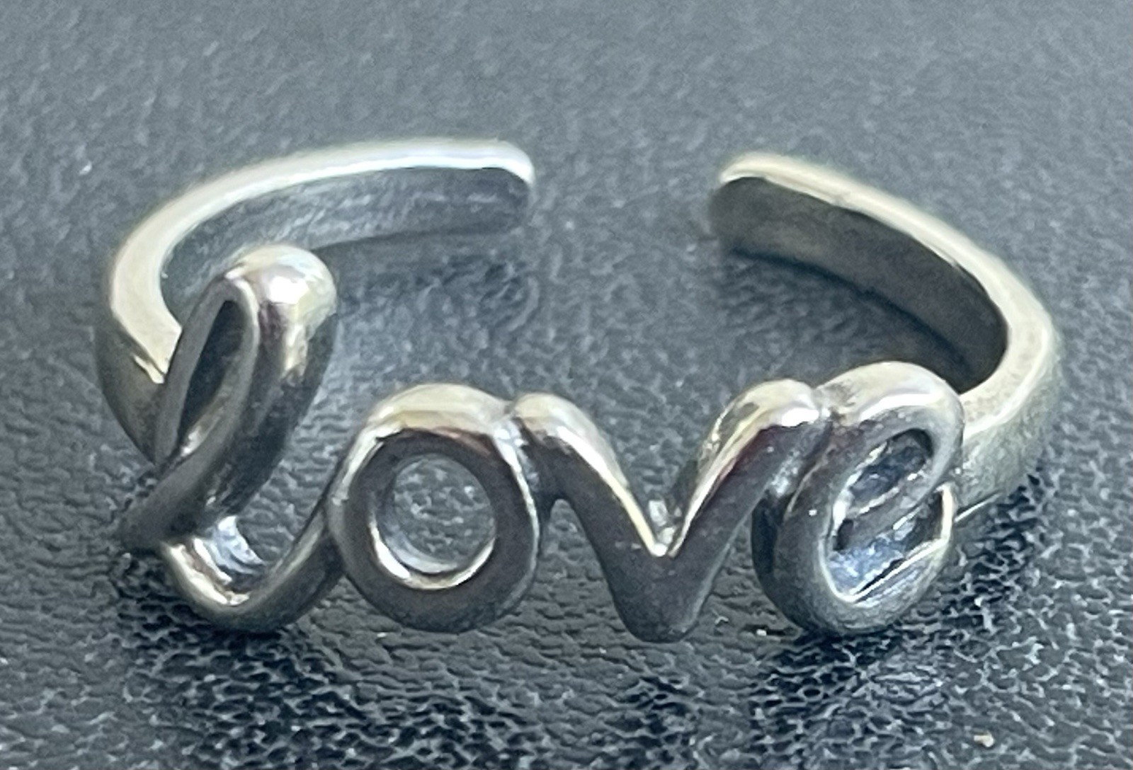Love Writing Heart Toe Ring .925 Sterling Silver Stamp Adjustable New + Gift Box