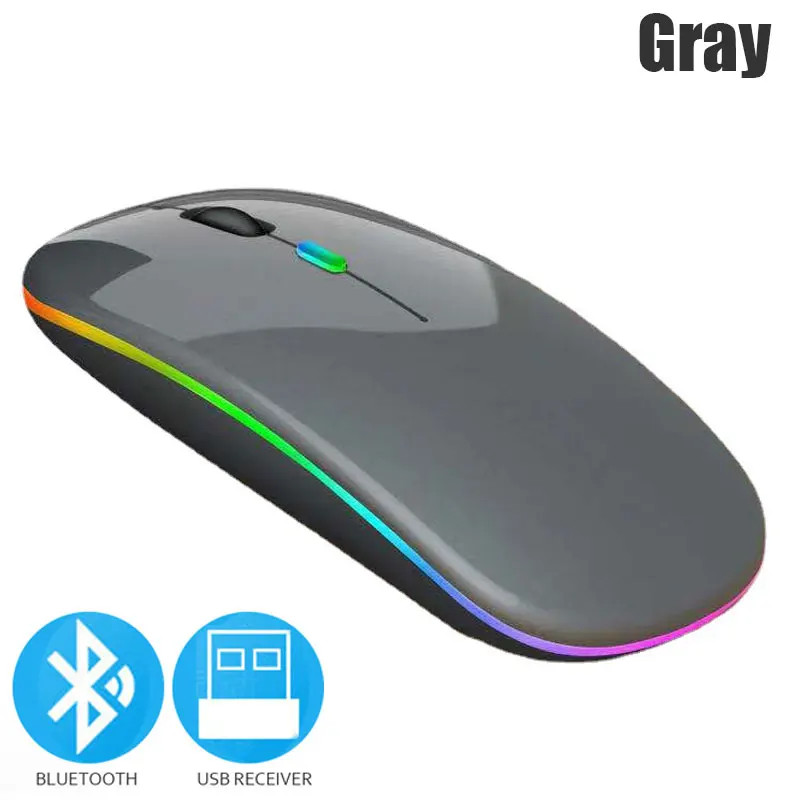 Bluetoooth 5.0 Wireless Mouse with USB Rechargeable RGB Light for Computer