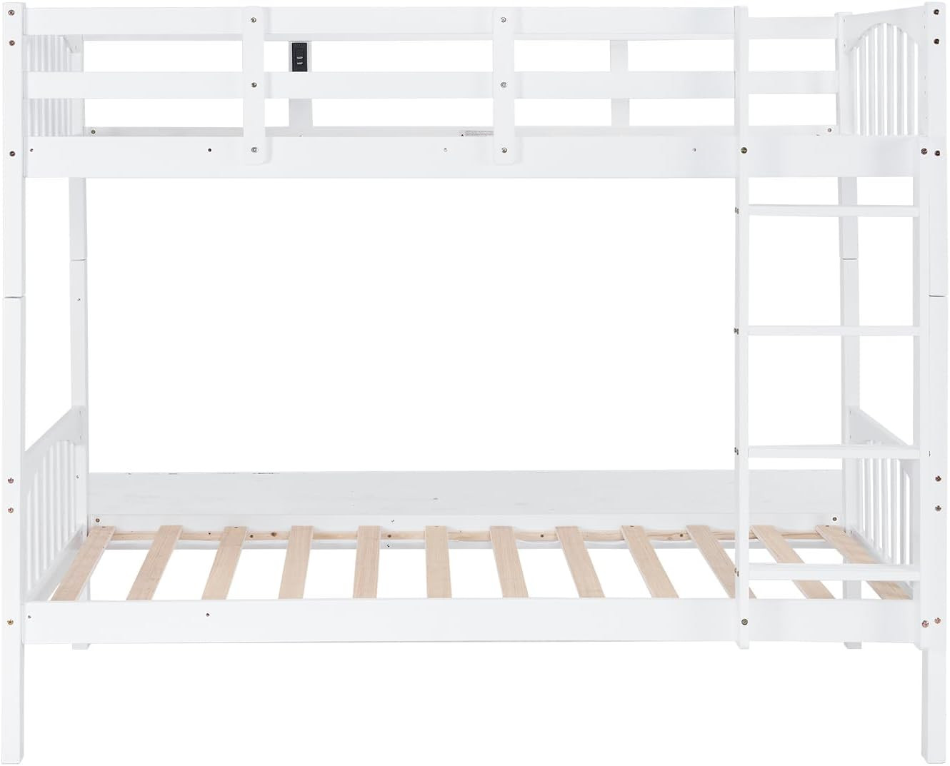 Bunk Bed Frame with Ladder for Kids Easy Assembly No Box Spring Needed White