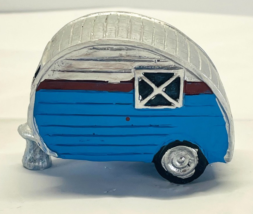 Vintage Ceramic Camper Trailer Campervan RV Pull Behind Decoration 3.75"