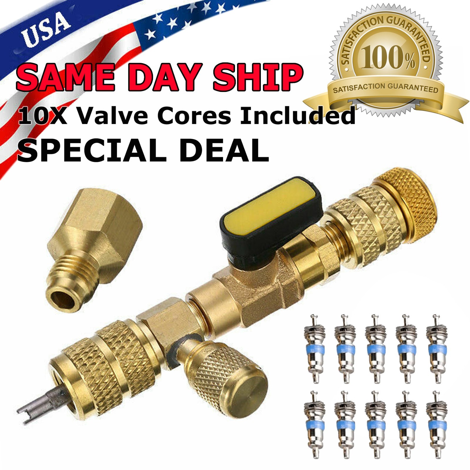 HVAC Tool AC Schrader Valve Core Remover Dual Size 5/16"&1/4" Port Installer