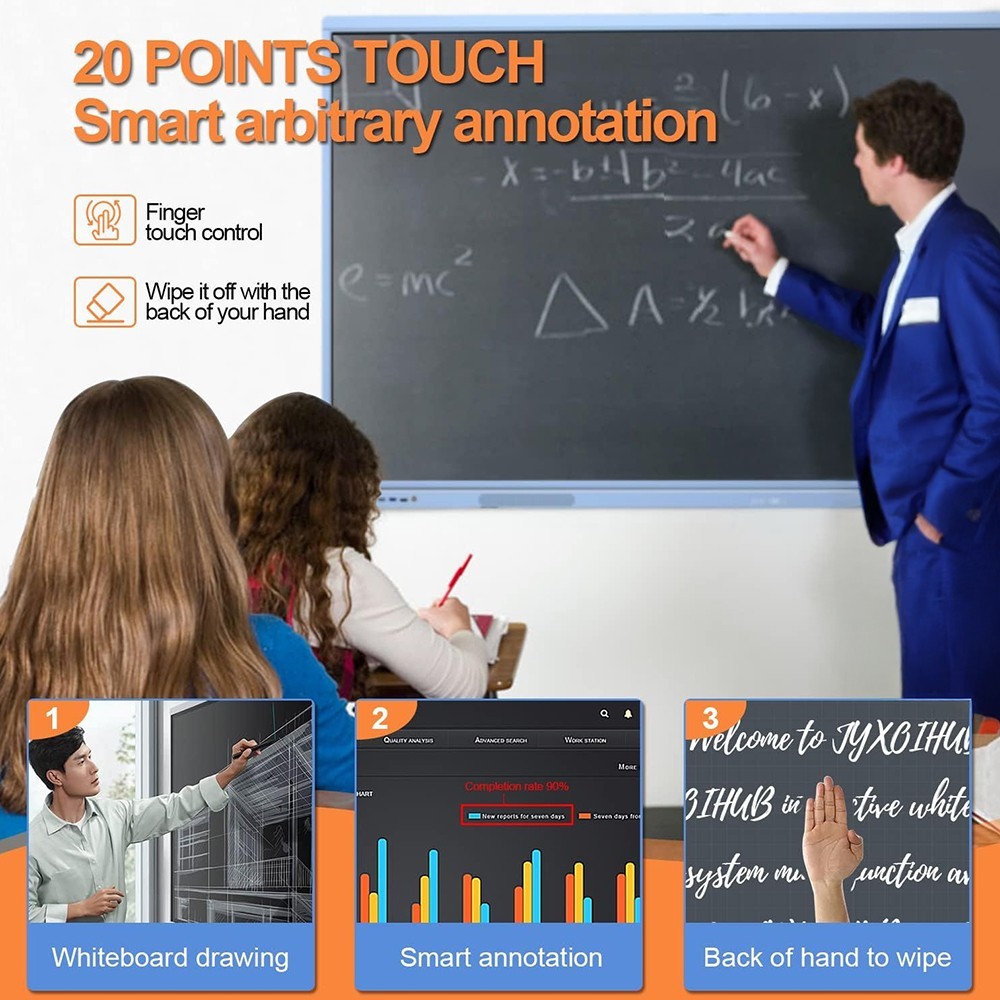JYXCN Smart Board 55 4K Touch Screen Interactive Whiteboard Dual OS