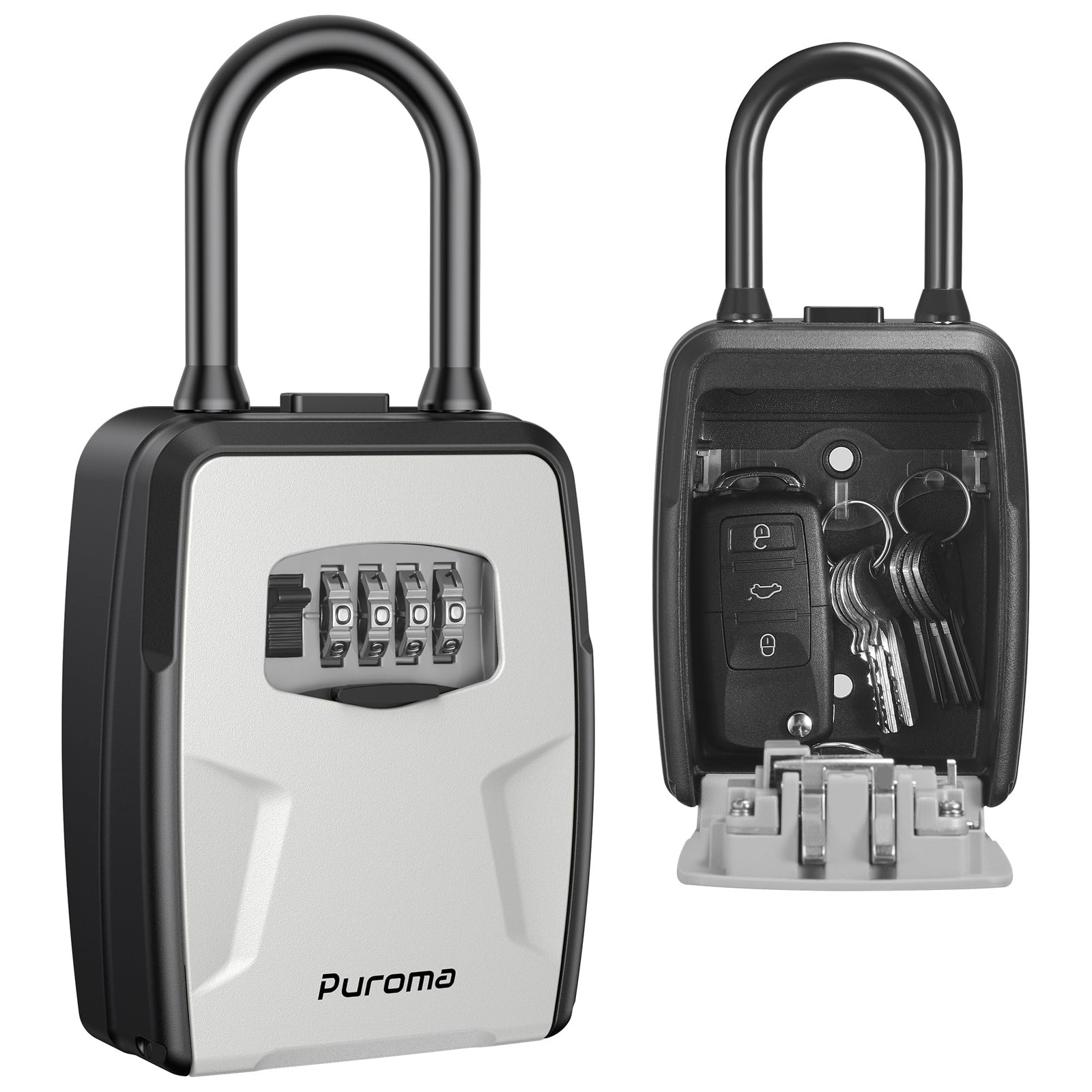 Large Key Lockbox with Hook, Resettable Combination Code Lock Box, Waterproof...