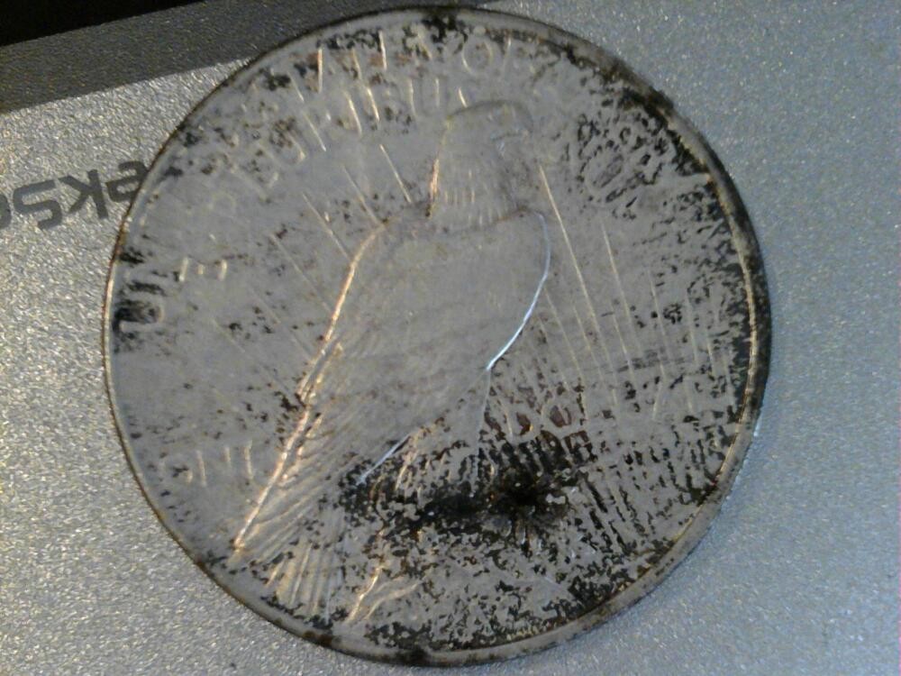 1922 Peace Dollar AU Stained