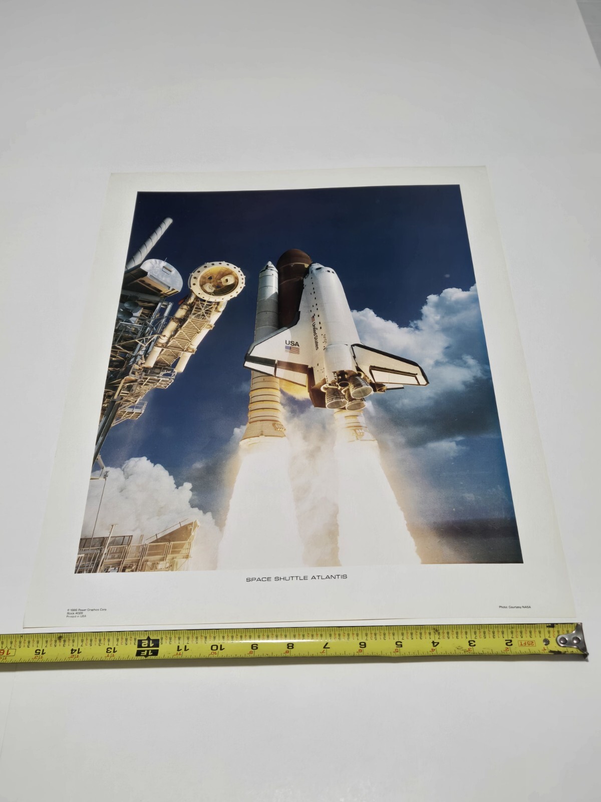 Space Shuttle Atlantis Power Graphics Corp. 1986 Poster USA NASA Space Program