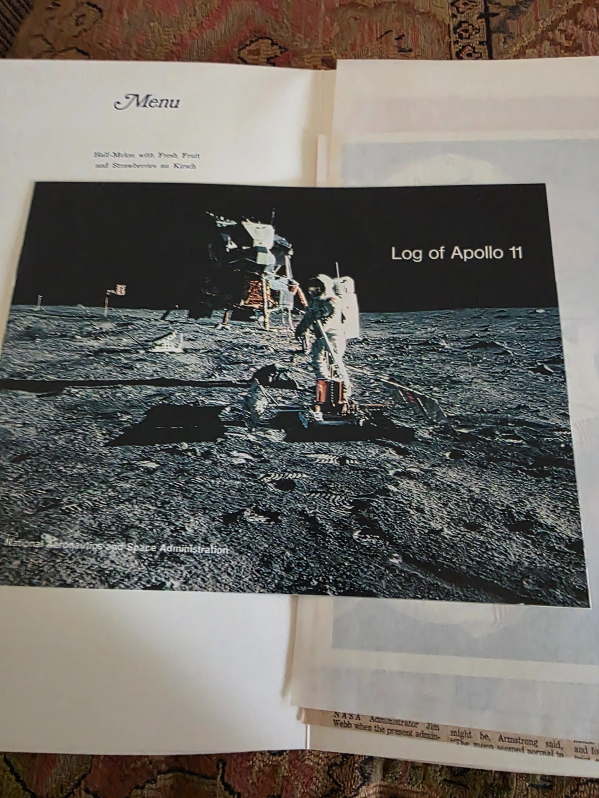 Apollo 11 Splashdown Party Program - Owned by Captain J Holcomb