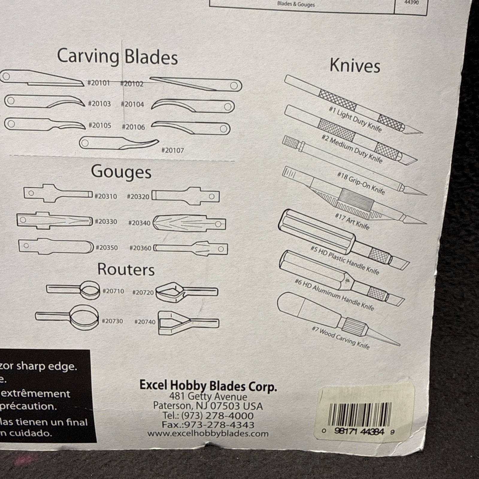 EXCEL 44384 Woodworking Hobby Knives Set w/ Wood Box Gouges Rooters Blades Knife