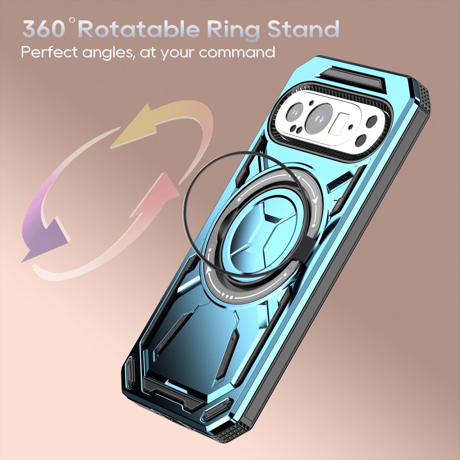 For Google Pixel 9/9 Pro/9 Pro XL Shockproof Ring Stand Hard Back Rugged Case