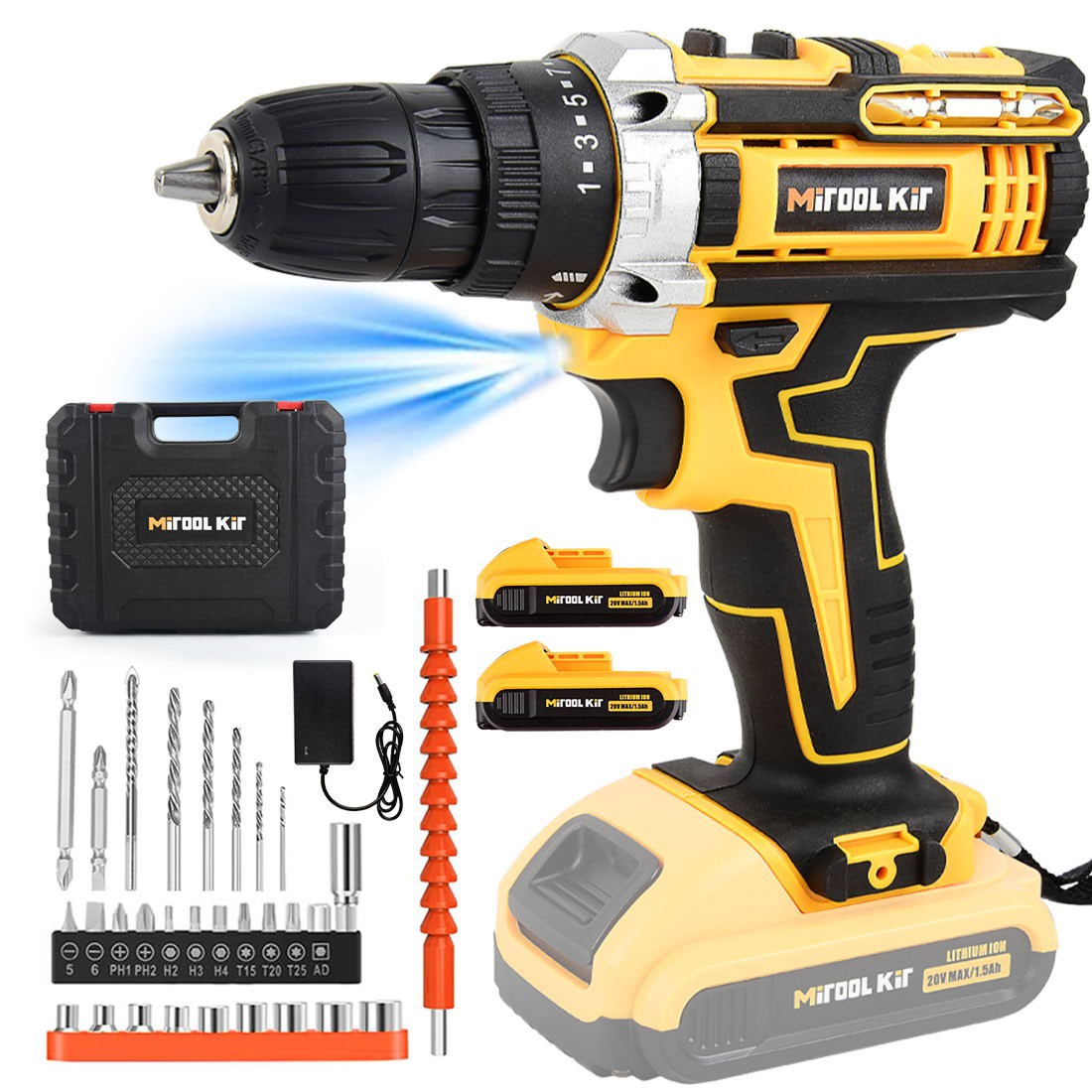 20V Cordless Drill Driver Set Variable Speed 330 In-lbs Torque