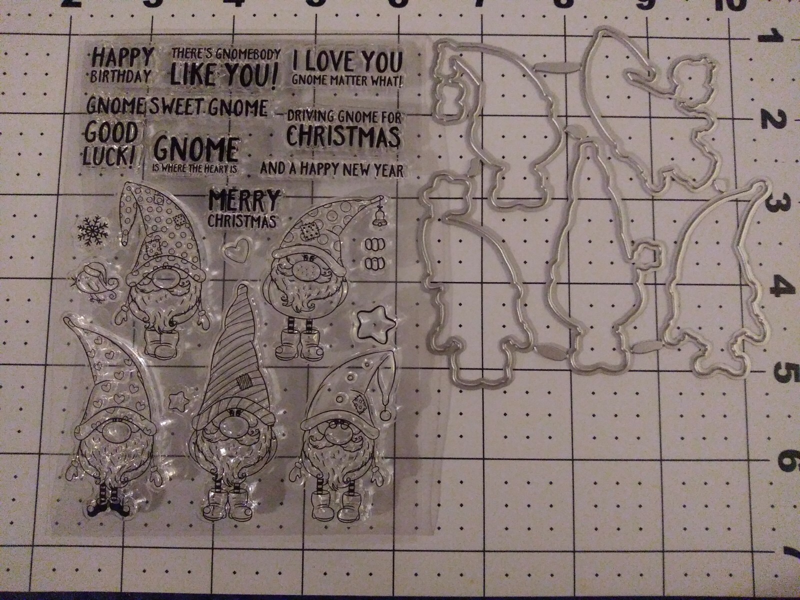 Universal Thin Metal Die Cut Tool Acrylic Stamp Christmas Gnome Elf Birthday