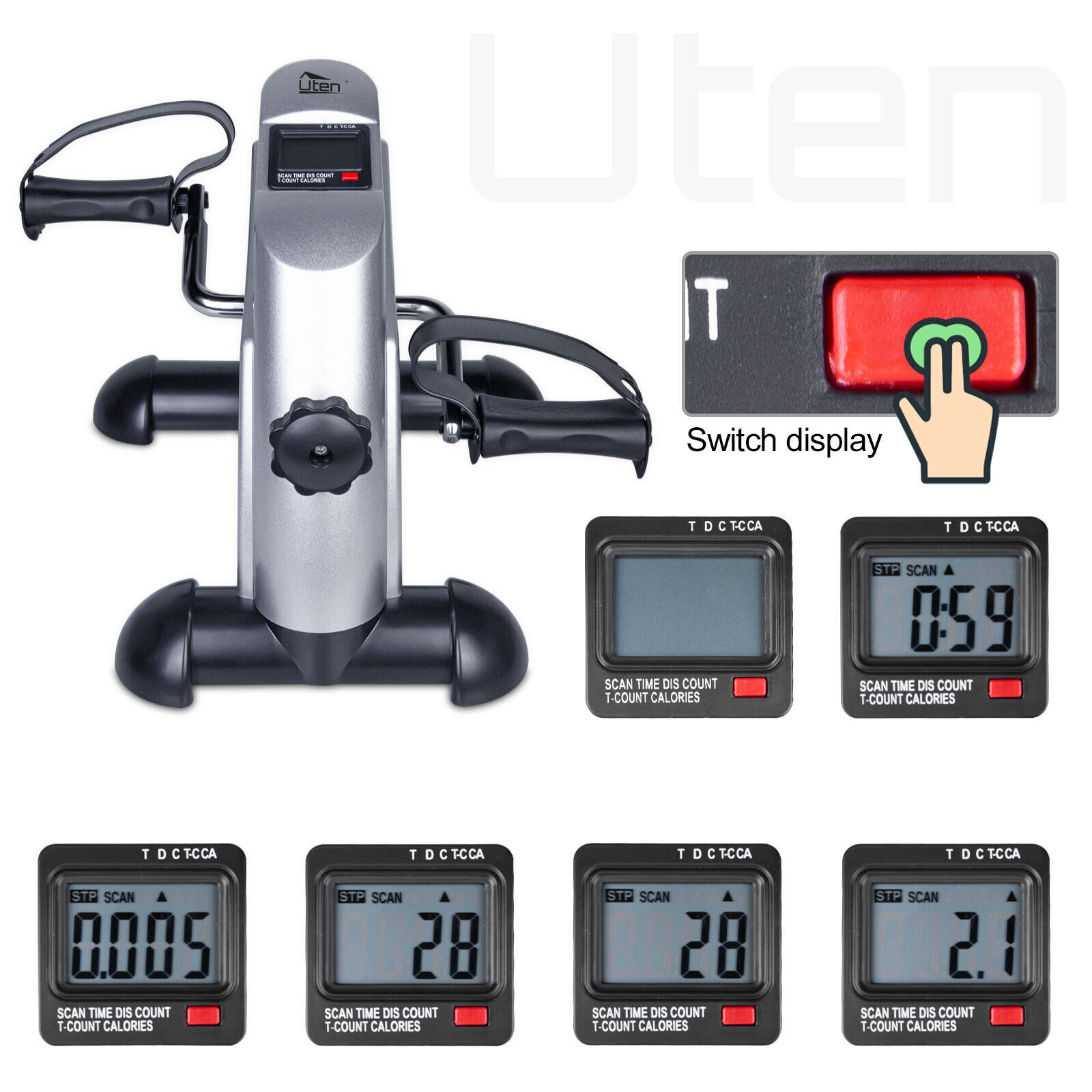 Mini Exercise Bike Arm Leg Trainer Pedal Exerciser Under Desk With LCD Screen