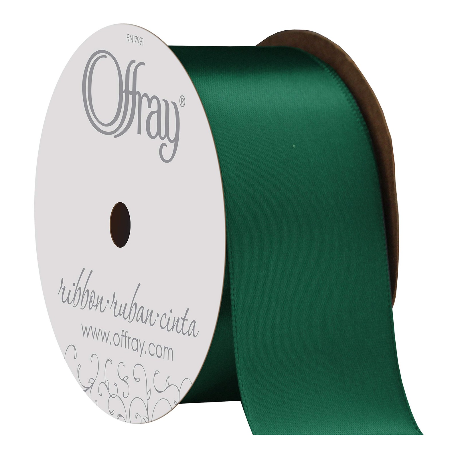 Berwick Offray 264652 1.5" Wide Single Face Satin Ribbon, Forest Green, 4 Yds