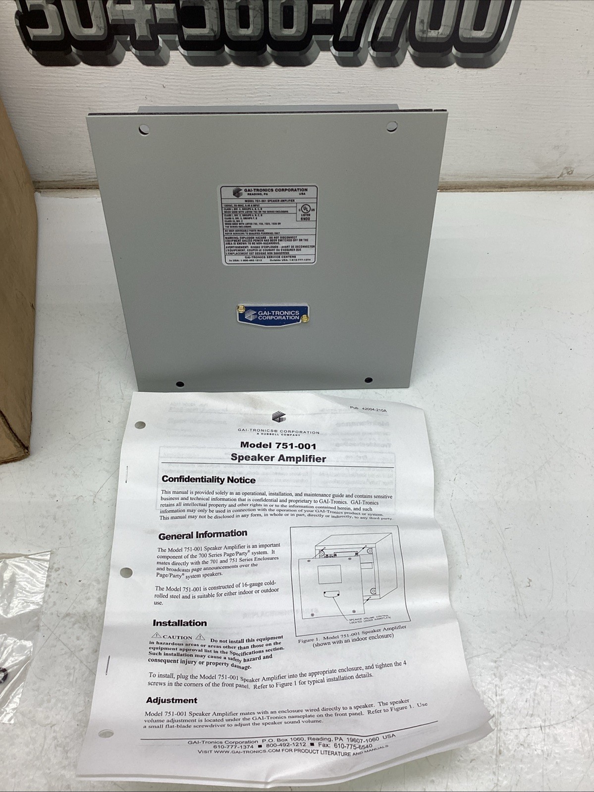 GAI-TRONICS Speaker Amplifier 751-001 120VAC NIB