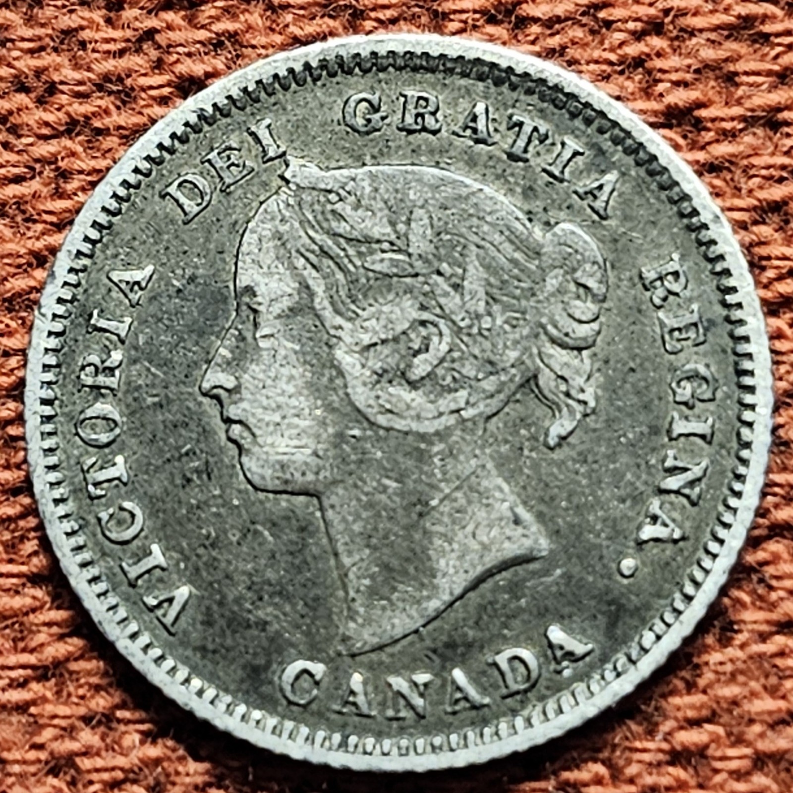 1885 Canada 5 Cents Victoria Silver Coin VF KM#2 Scarce Low Mintage Semi-Key
