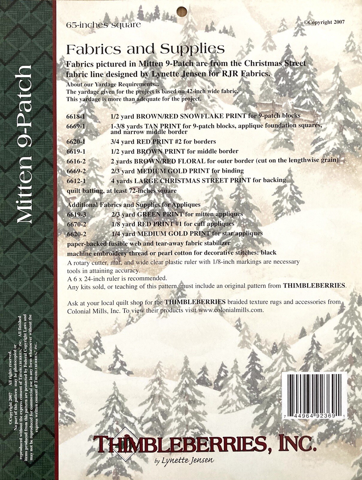 Thimbleberries Mitten 9-Patch 2007 LJ92369