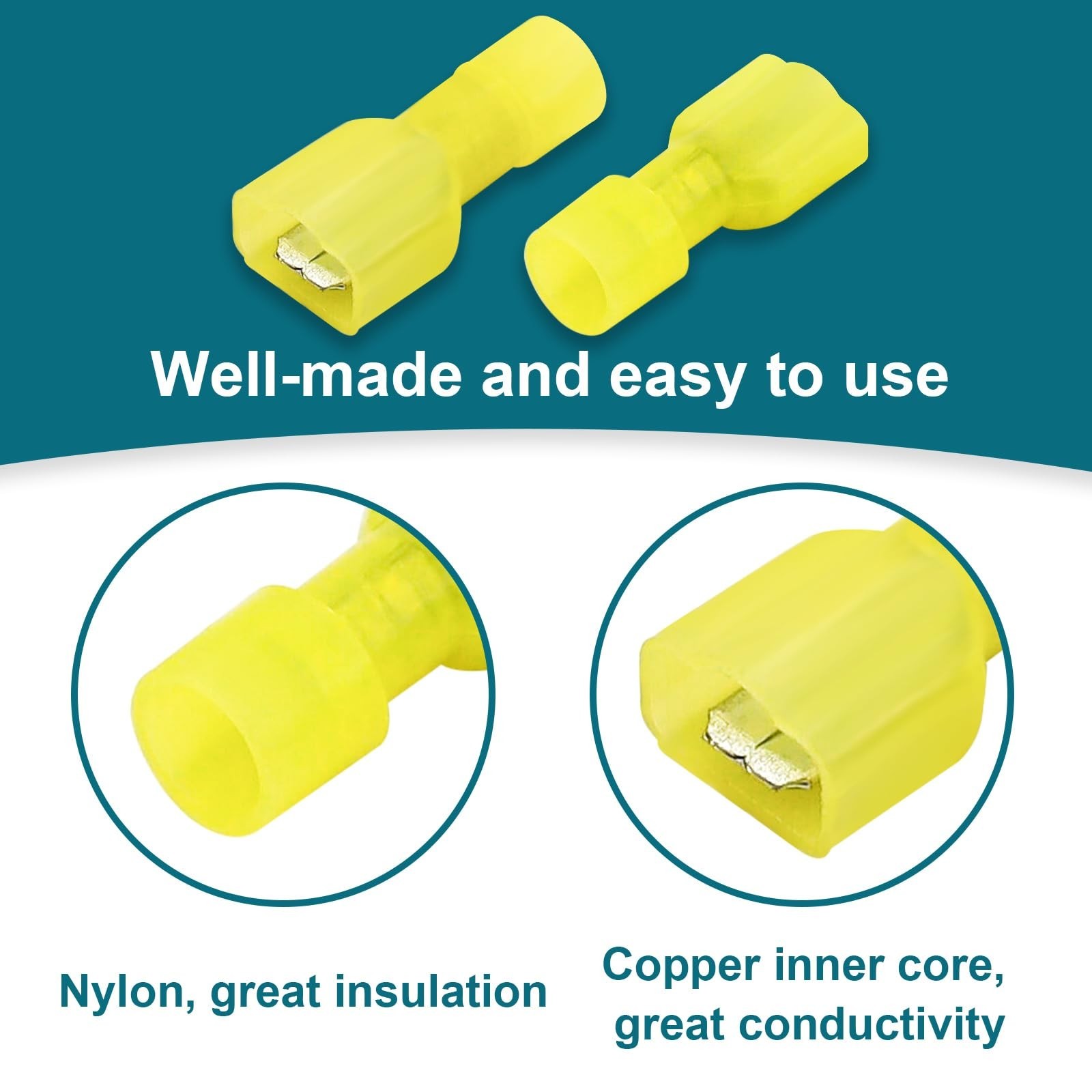 80PCS Spade Connectors Female and Male, 12-10 AWG Quick Disconnect Wire Conne...