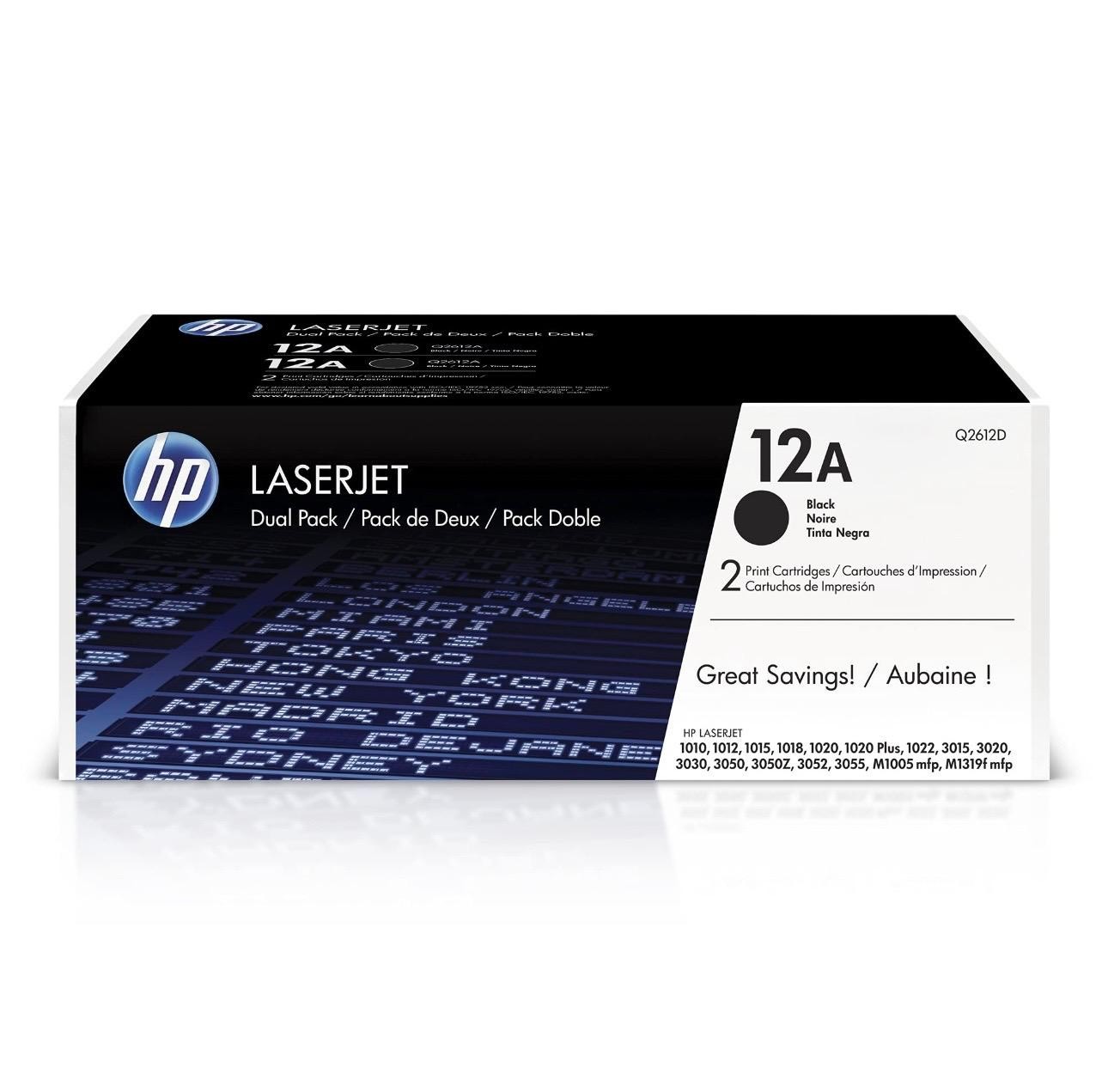 HP 12AD Original Black LaserJet Toner Cartridge (Q2612AD)