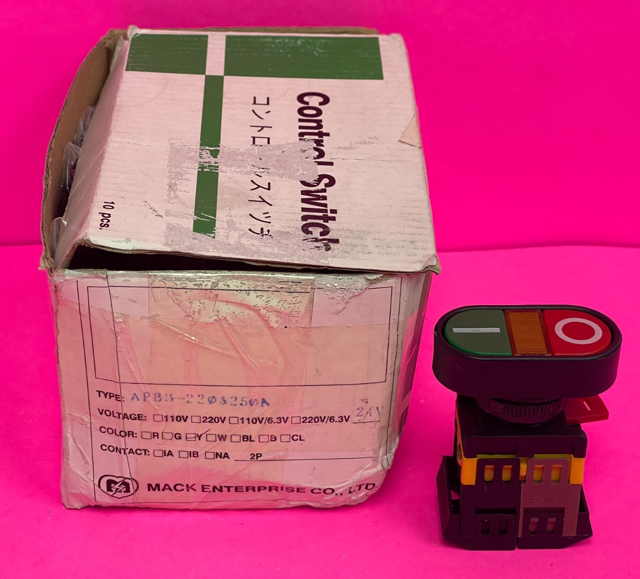 Mack  APBB-22/25N Double Push Button Switch with LED Light (24V) [Lot of 10]