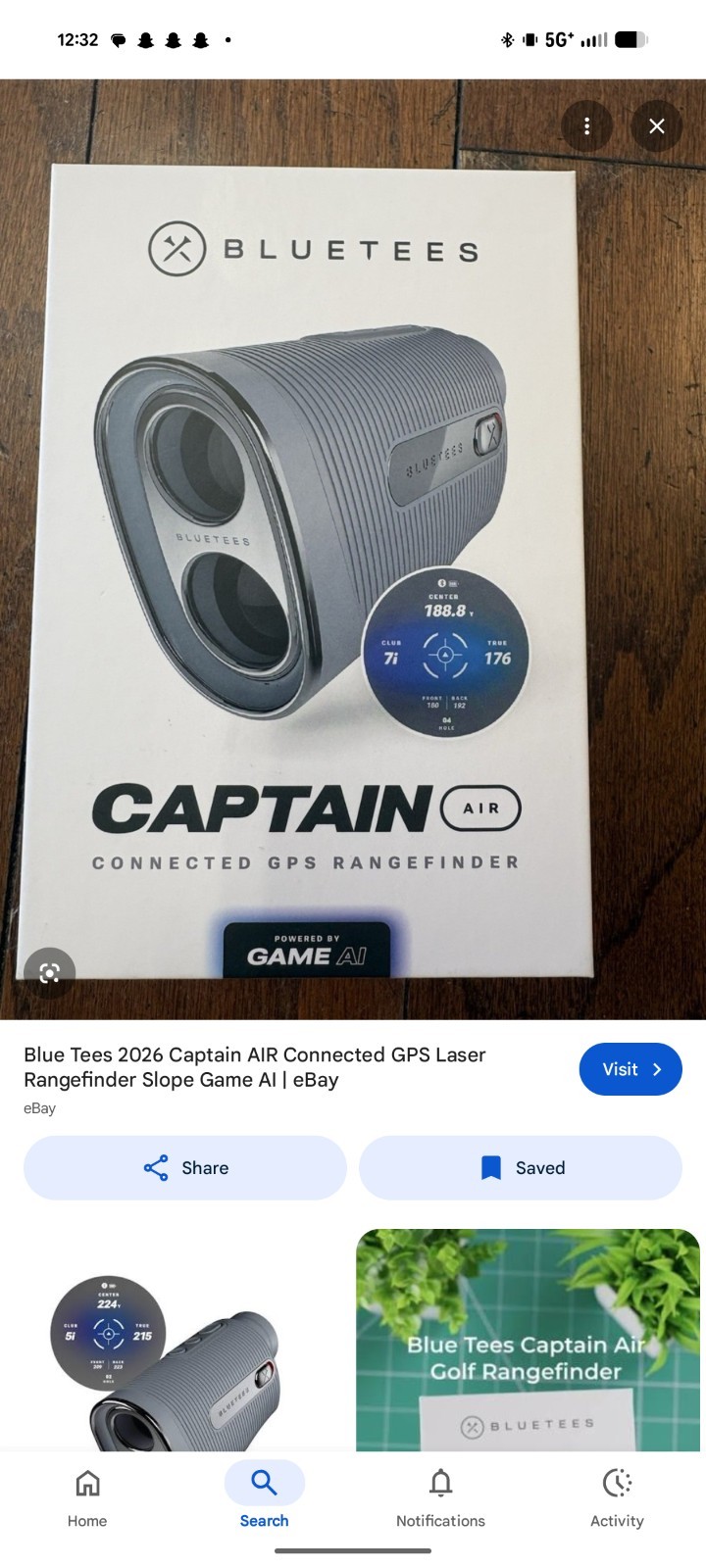NIB SEALED Blue Tees - Captain Air Rangefinder - Smoke Grey