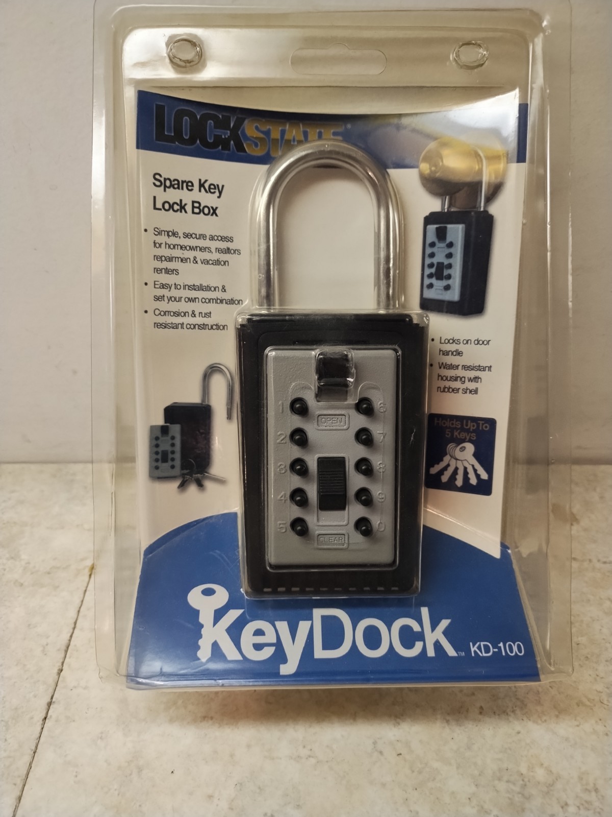 KeyDock KD-100 Access Point Portable Push Button Lock Box Holds 5 Keys New.