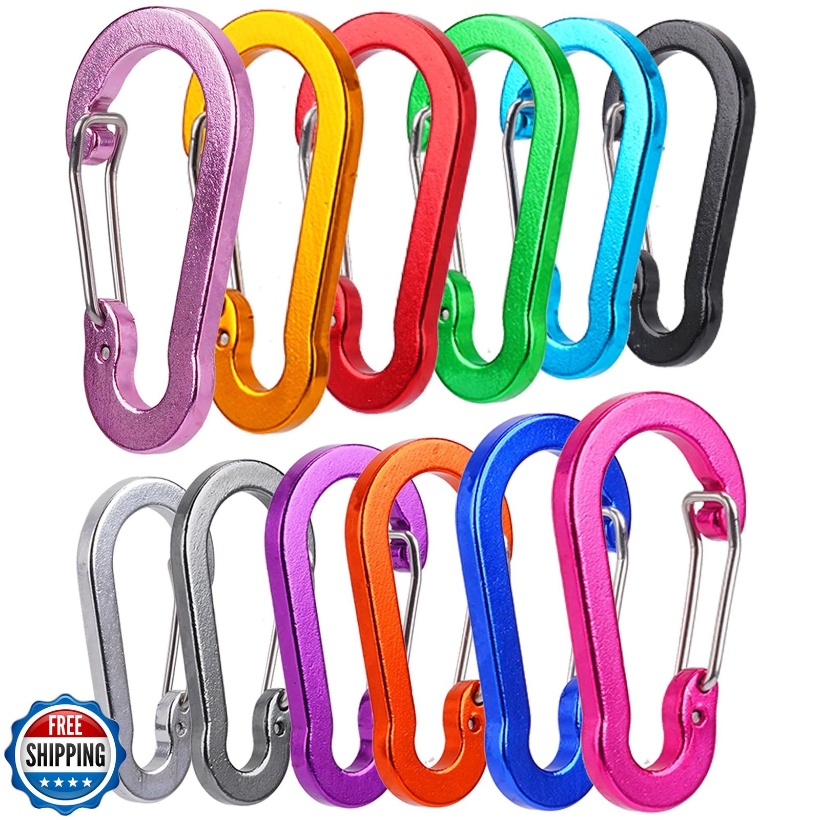 Aluminum Carabiner Clip - 12 Pcs, 2" Small Carabiner Keychain Clips, Multi-us