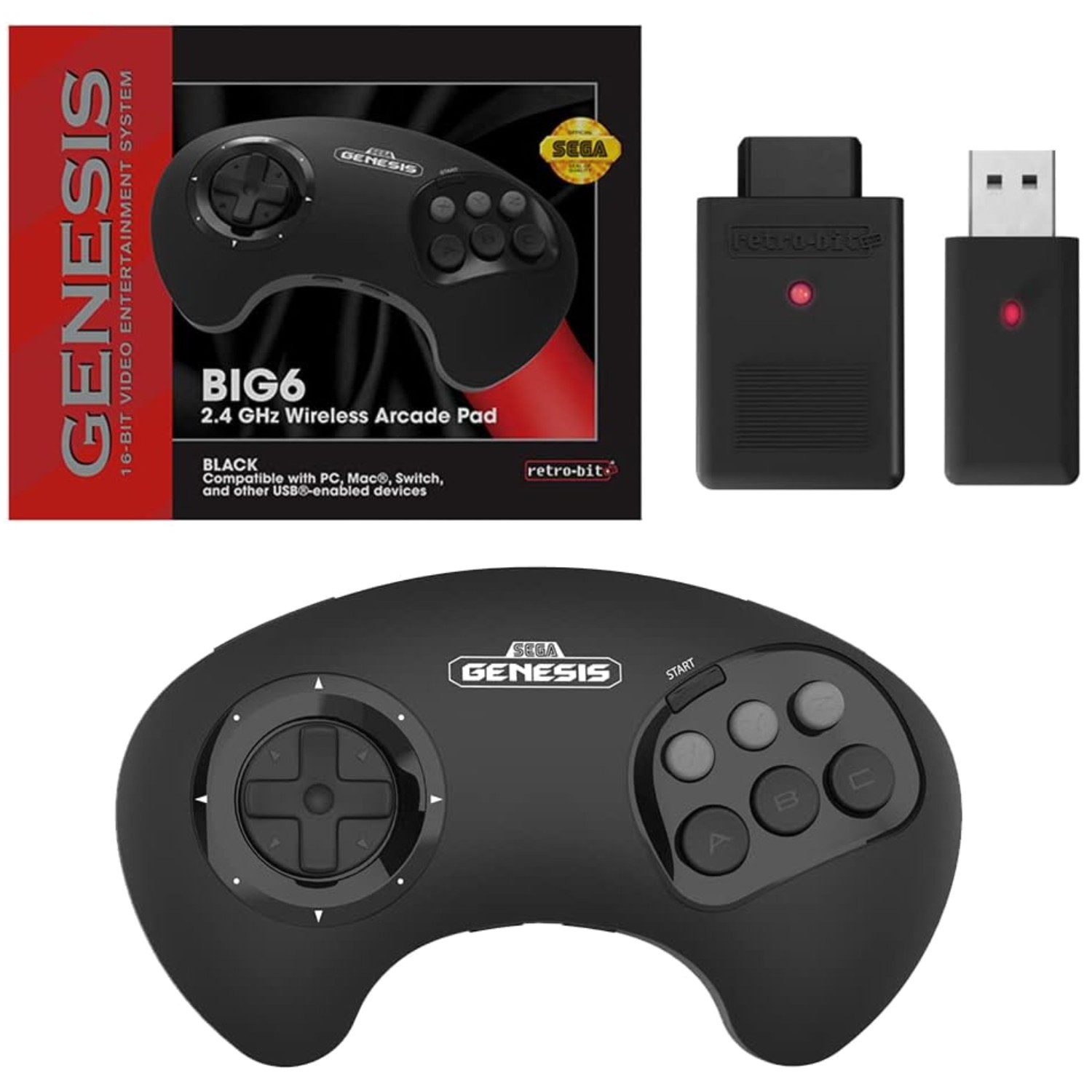 Sega Genesis Wireless Arcade Controller - Black