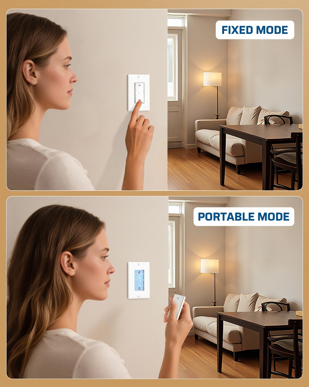 Remote Control Outlet, Magnetic Wireless Light Switch,No Wiring, 100FT RF Signal