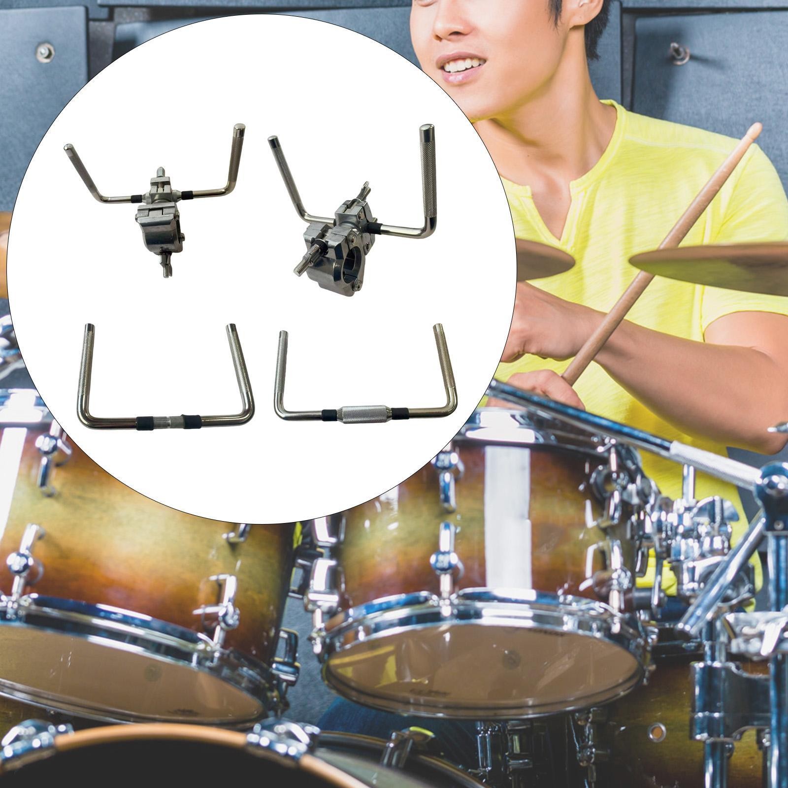Drum Rack Clamp Mount Tube Clip Double L Rod for Tambourines Tom Cowbells