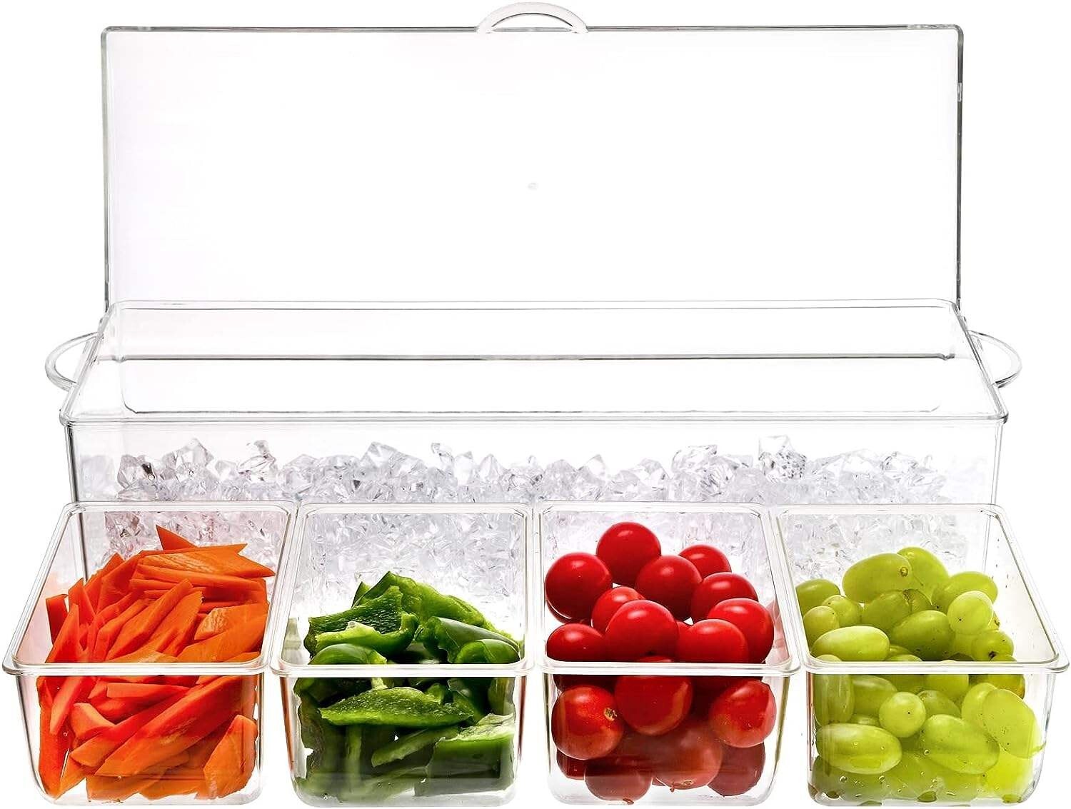 Ice Chilled Condiment Caddy with 5 Containers, Ice Chilled 5 Compartment