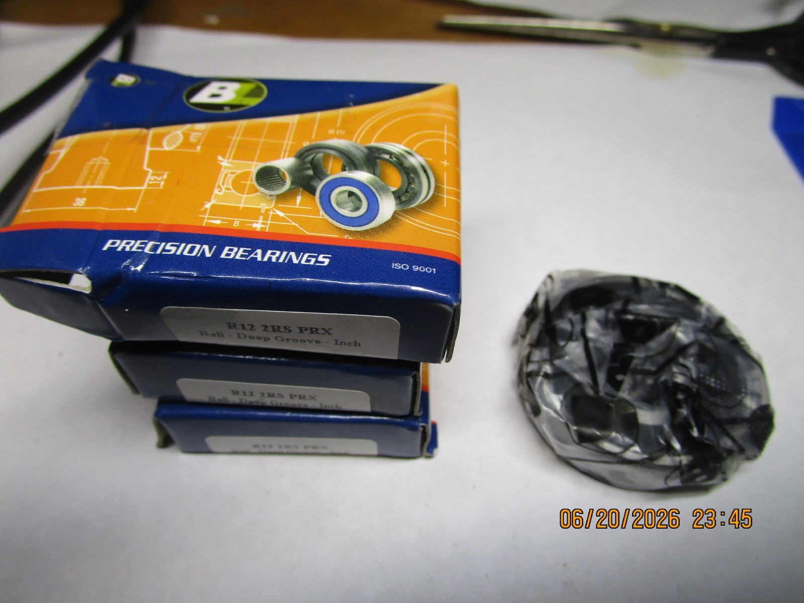 R12 2RS 0.75" ID x 1.625" R12 2RS 1 Row Double Seal Radial Ball Bearing QTY 3