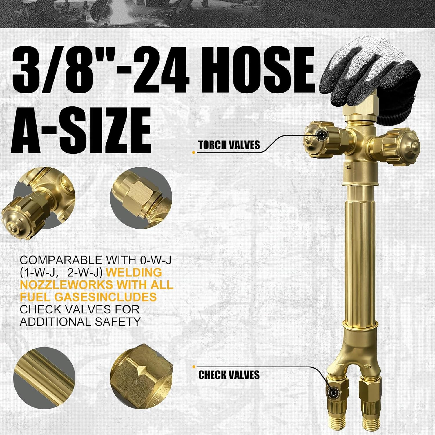 Ligth Duty Welding/Brazing Series "J" Torch Handle with Welding Tips, with Check