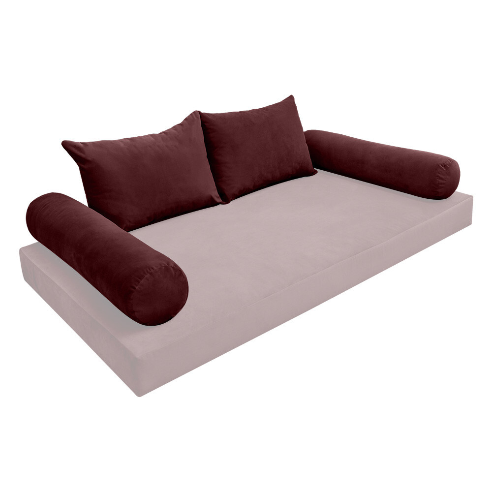 COVER ONLY Model V4 Twin Velvet Knife Edge Indoor Daybed Cushion Bolster - AD368
