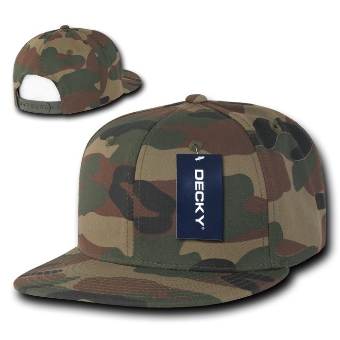 Woodland Forest  Camouflage Flat Bill Snapback Camo Baseball Cap Caps Hat Hats